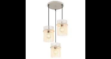 Globo 3-lichts hanglampGorley zand bruin met glas rond - 15698-3HRB