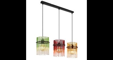 Globo Zwarte hanglampGorley gekleurd glas 3-lichts - 15698-3HMM