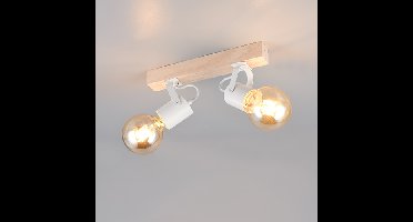 Trio Plafondlamp dubbelLynar wit met hout - R86662031