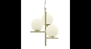 Trio HanglampPure mat messing met witte bollen - 302000308