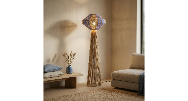 Lyora VloerlampAbby Ø 50cm bruin met blauw - 9586616