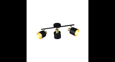 Trio PlafondlampEva 3-lichts zwart met goud - 868800380