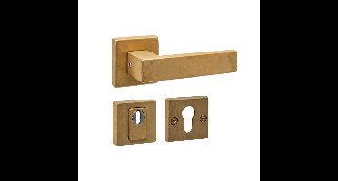 Intersteel AchterdeurbeslagsetAmsterdam vierkant messing getrommeld - 0011.405727