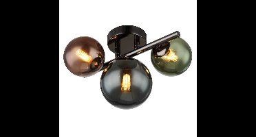 Globo Zwarte wandlampRiha gekleurd glas 3-lichts - 56142-3W