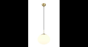 Trio Ovale hanglampFomento Ø 30cm - messing met wit glas - 363100108