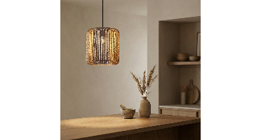 Lyora HanglampAbby Ø 33cm blauw met bruin - 9586604