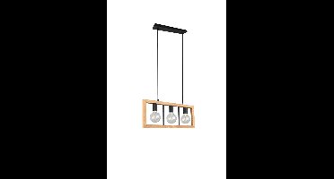Trio HanglampAgra 3-lichts hout met zwart - 313800332