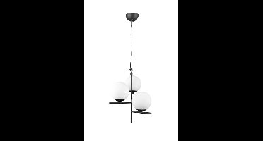 Trio HanglampPure 3-lichts zwart met witte bollen - 302000332