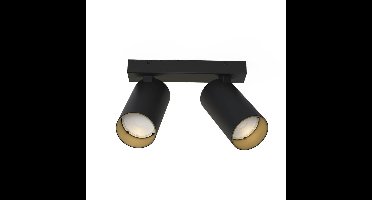 Lyora 2-lichts opbouwspotMono zwart met goud - 7766