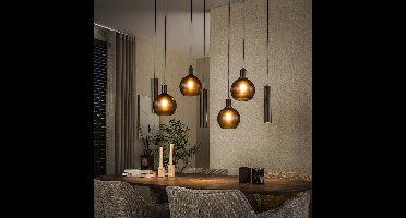 Lyora Hanglamp eettafelSfera met glazen bollen en pendels - 7912/90F