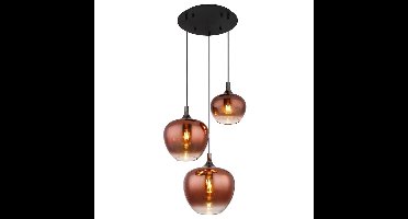 Globo Zwarte hanglampMaxy met rood glas Ø 48cm - 15548-3HG