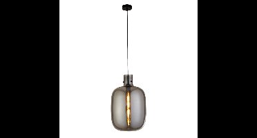 Searchlight Hanglamp GlasBarrel zwart met smoke glas - 68361SM
