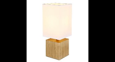 Globo Strakke tafellampValentino hout met witte kap - 21628W
