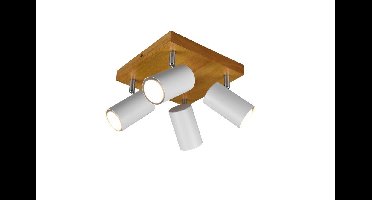 Trio 4-lichts opbouwspotMarley wit op hout - 812400431