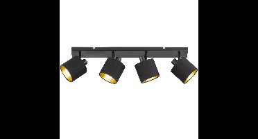 Trio PlafondspotTommy 4-lichts zwart met goud - R80334079