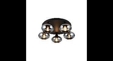 Trio PlafondlampDivina 5-lichts zwart met smoke glas - R66645054
