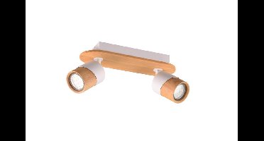 Trio Plafondlamp hout met witAruni 2-lichts - 801100231