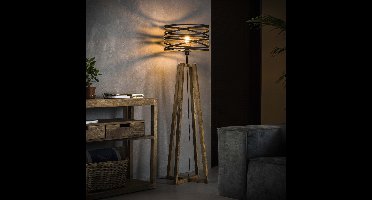 Lyora Industriële vloerlampTwist Ø 41cm - hout met grijs - 7673/45S