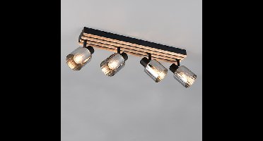Trio Plafondlamp 4-lichtsTravia zwart met hout - R86534032