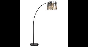 Globo Zwarte vloerlampGorley met smoke glas - 15698S1