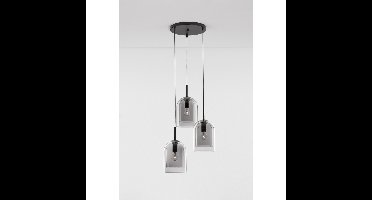 Lyora HanglampVelor 3-lichts zwart rond - 9236710