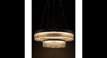 Lyora Design hanglampPauline dubbel zwart met glas Ø 70cm - 9695260
