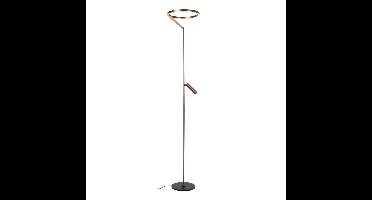 Premium by Lucide Strakke vloerlamp met leeslampApplause geborsteld roodkoper - led - 23700/20/96