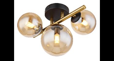 Globo PlafondlampRiha zwart met goud 3-lichts - 56135-3W