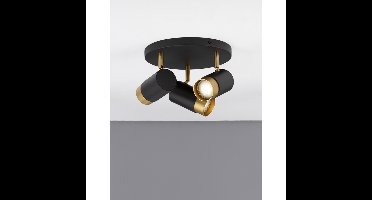 Lyora PlafondspotPogno 3-lichts zwart met goud rond - 9111438