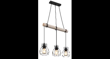Globo Landelijke hanglampMina hout met zwart - 15326-3H