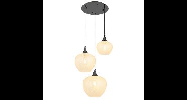 Globo Antraciet hanglampMaxy met wit glas 3-lichts Ø 49cm - 15548-3HK
