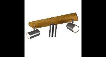 Trio 3-lichts opbouwspotMarley rvs op hout - 812400307
