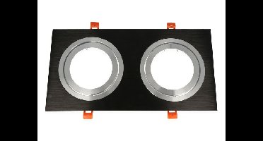 Inbouwspot (Dubbel), Vierkant, Kantelbaar, AR111, Mat Zwart