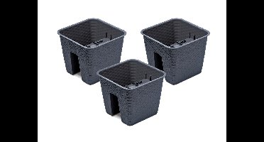 Prosperplast 3 railing bloempotten (Vierkant, Antraciet, 27,2 x 27,2 x 22,5 cm)