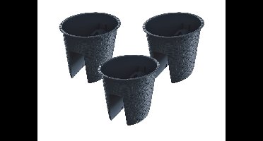 Prosperplast 3 railing bloempotten (Ovaal, Antraciet, 29,8 x 24,2 x 22,5 cm)