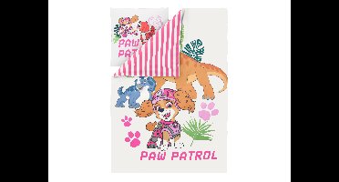 Kinder dekbedovertrek Paw Patrol 140 x 200 cm (Wit/roze)