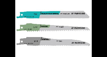 PARKSIDE Reciprozaagbladen 3-delig - hout, metaal of kunststof (Universeel 3 stuks)