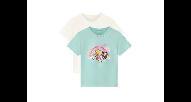 Set van 2 kinder T-shirts Paw Patrol (Wit/mint, 98/104)