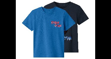 Set van 2 kinder T-shirts (Blauw/donkerblauw, 122/128)