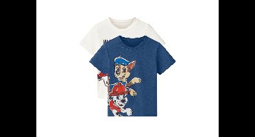 Set van 2 kinder T-shirts Paw Patrol (Wit/donkerblauw, 122/128)