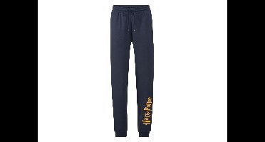 Heren joggingbroek met print op het been (M, Marineblauw)