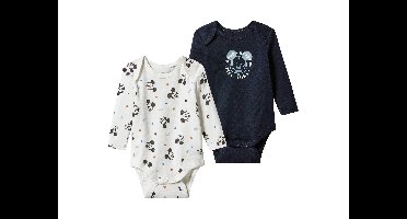 Set van 2 baby rompers (Donkerblauw/wit, 50/56)