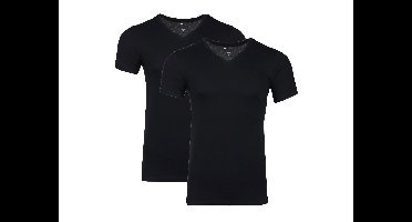 MEXX Set van 2 heren hemden of T-shirts (V-hals, Zwart, L)