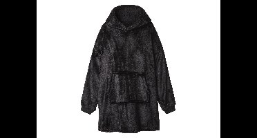 Pluche kersthoodie (Zwart, S/M)