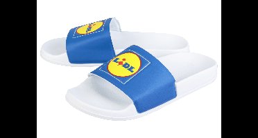 Lidl dames badslippers (Blauw/wit, 38)