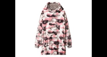 Oversized hoodie (Wit/donkerroze/grijs, L/XL)