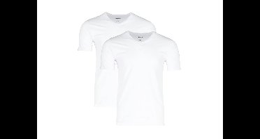 MEXX Set van 2 heren hemden of T-shirts (V-hals, Wit, M)
