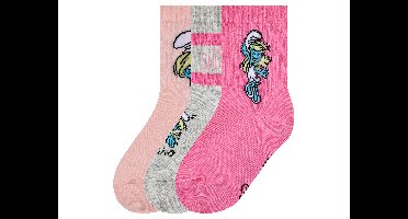 3 paar kindersokken (Lichtroze/grijs, 19-22)