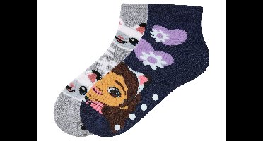 2 Paar kinder thermosokken (Grijs/donkerblauw, 19/22)