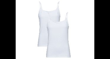 MEXX Dames spaghettibandjeshemd, 2 stuks, getailleerd gesneden (M, Wit)